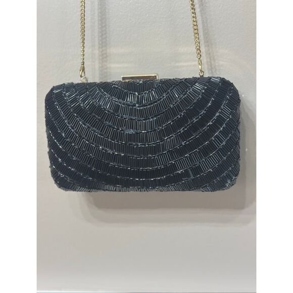NWOT Antik Kraft Beaded Evening Black & Gold Purse Clutch Purse - Picture 3 of 6